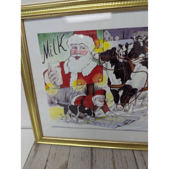 Jane McClure Jane's Prints Santa Claus with Map Cows Farm Country Framed Print - Picture 2 of 4